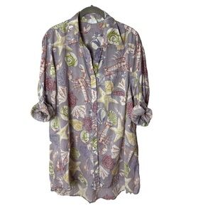 True Destinations Tunic Top Size Medium Shirt Blouse 3/4 Roll-Tab Sleeves Shells